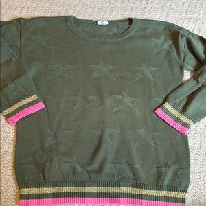 Egg New York Girls Olive Green Star Pattern Sweater